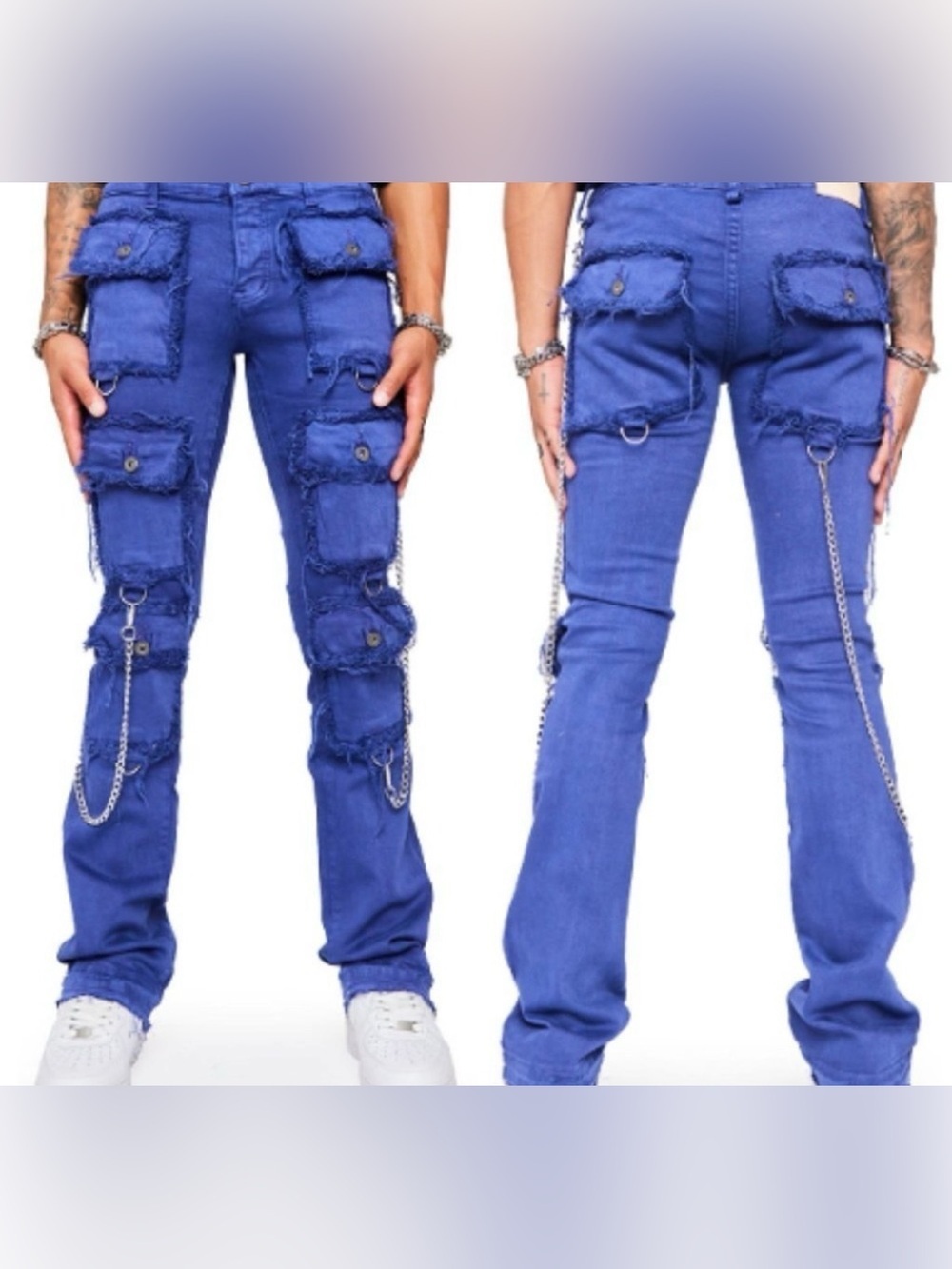 Valabasas STACKED HYBRID VIOLA SCURO FLARE LEG CARGO POCKETS Sz 32 Streetwear